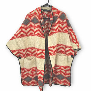 Zara Poncho Sweater Womens Size Medium Geometric Southwest Blanket Cardigan